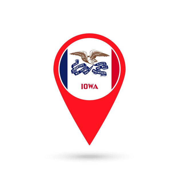 Pointeur de carte avec le drapeau de l'Iowa Vector illustration