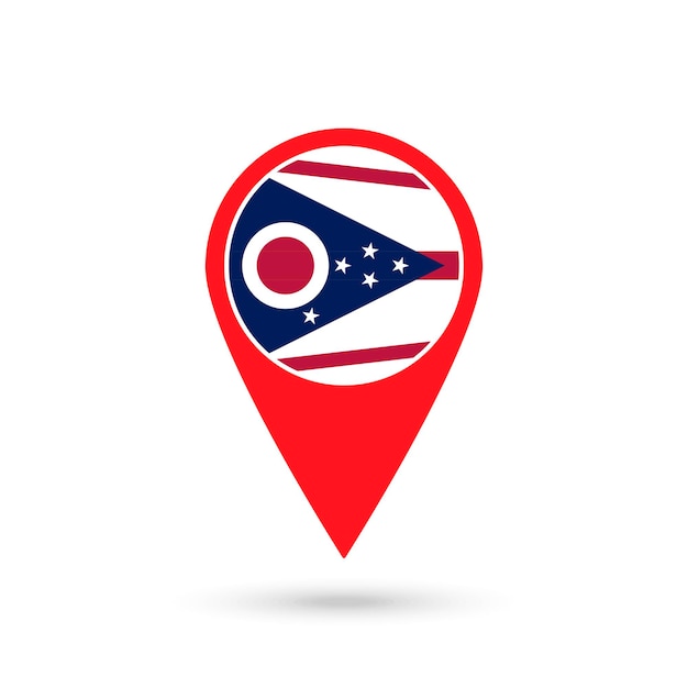 Pointeur de carte avec le drapeau de l'Ohio Vector illustration