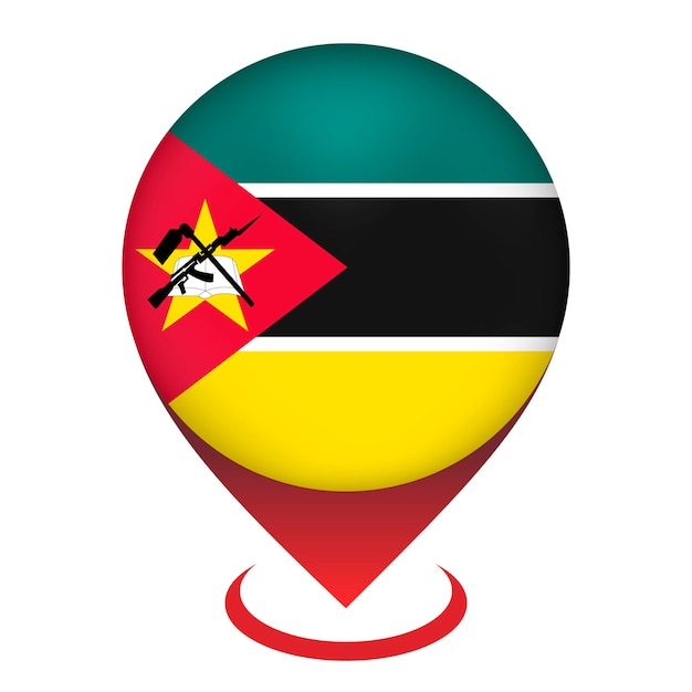 Vecteur pointeur de carte avec pays mozambique mozambique flag vector illustration