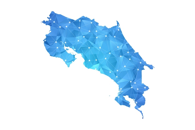 Points De Ligne De Carte Du Costa Rica Géométrique Abstrait Polygonal.