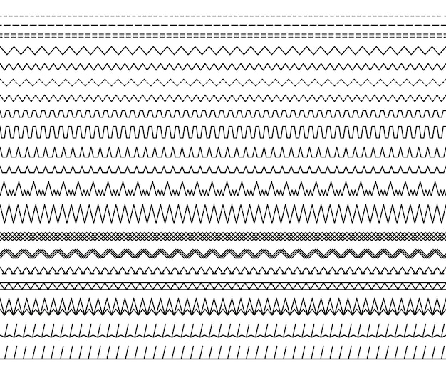 Points De Machine à Coudre. Pinceau à Coudre Et à Broder Sans Couture. Illustration Vectorielle.