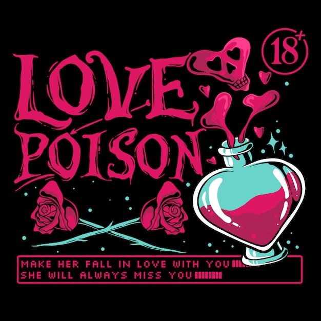 Vecteur poison d'amour avec illustration de roses