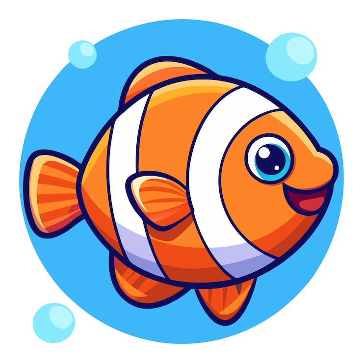 Vecteur poisson-clown mignon nageant icône de dessin animé vectoriel illustration animal nature icône concept isolé plat