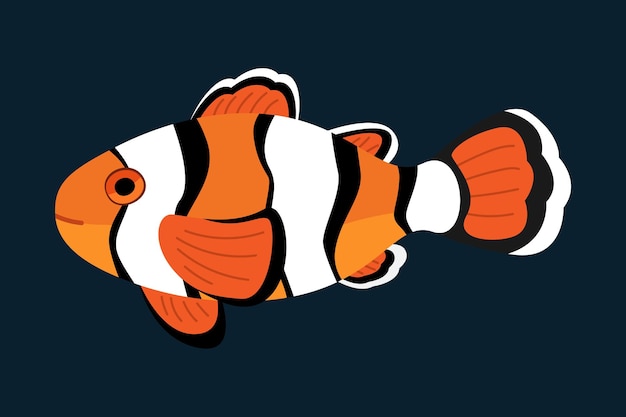 Vecteur poisson clown ocellaris en style cartoon plat