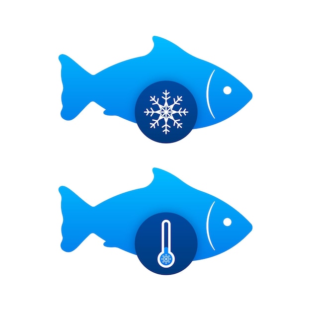 Vecteur poisson congelé nourriture de fruits de mer bio givrée illustration vectorielle stock