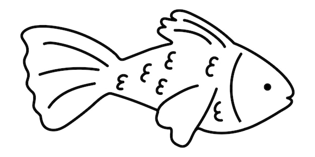 Poisson Dans Le Style Doodle Dessiné à La Main Illustration Vectorielle De Croquis De Poissons De Fruits De Mer Sains Sous L'eau