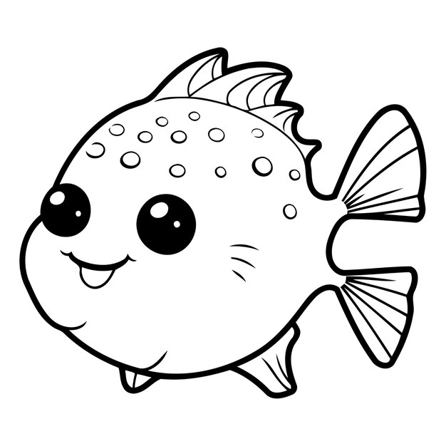 Vecteur poisson de dessin animé mignon illustration vectorielle d'un poisson de dessins animés mignon