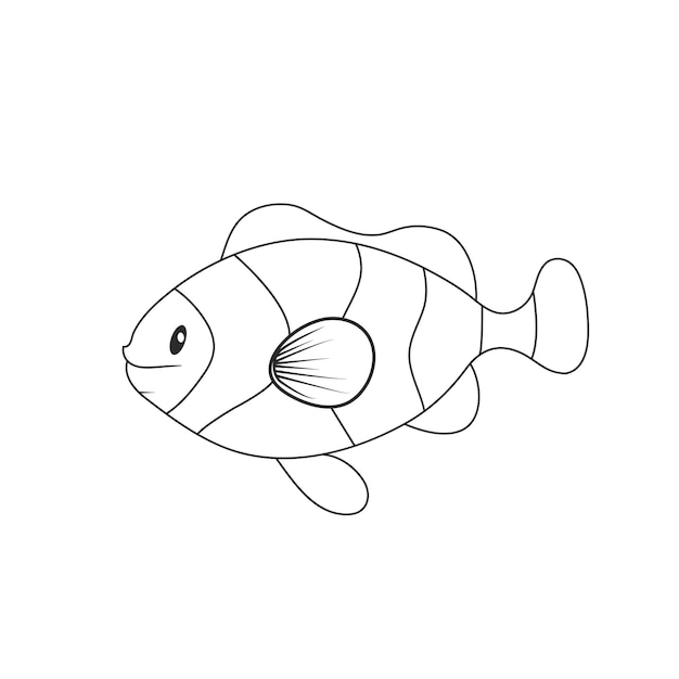 Poisson dessiné à la main Art de ligne isolé sur un fond blanc