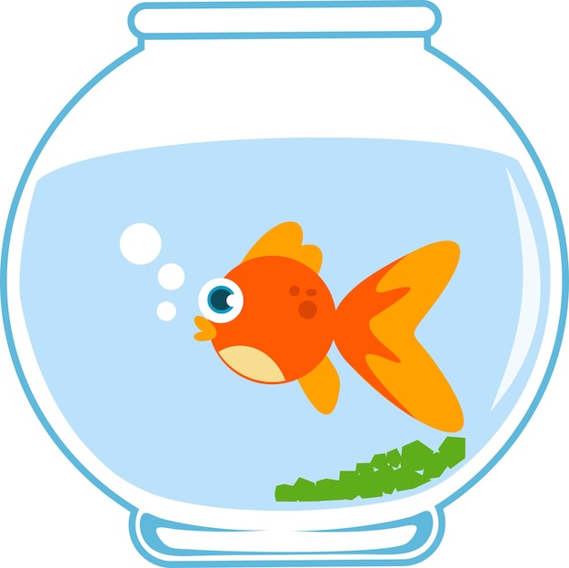 Vecteur poisson doré de dessin animé dans une poissonnerie illustration vectorielle conception plate isolée sur un fond transparent