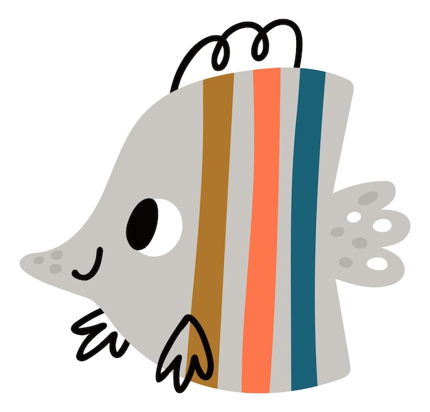 Poisson Mignon Animal D'aquarium Exotique Dans Le Style Doodle Enfant