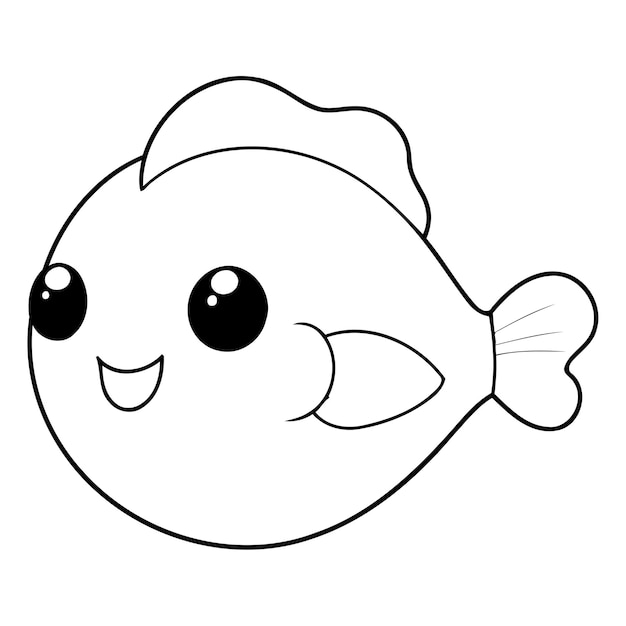 Vecteur un poisson mignon isolé sur un fond blanc illustration vectorielle un poisson de dessin animé mignon