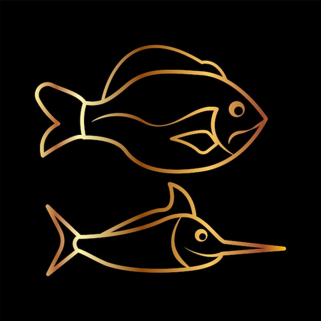 Vecteur poisson d'or icône vecteur modèle logo collection à la mode design plat