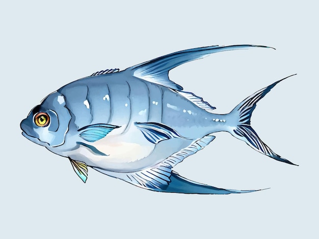 Vecteur poisson palometa vecteur de la couleur de l'eau