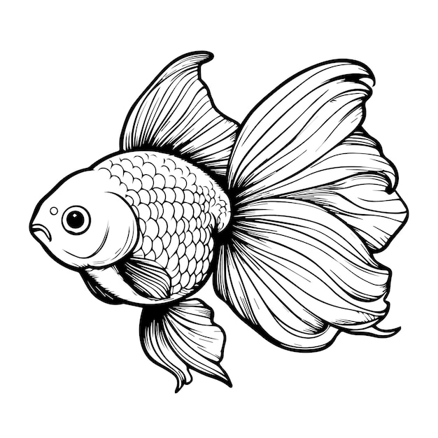 Poisson Rouge Vectoriel Dans Un Style De Griffon Simple Sur Fond Blanc