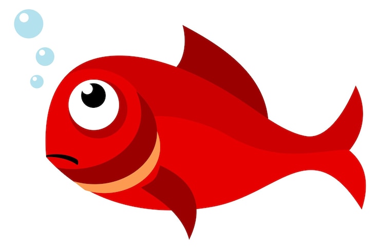 Vecteur poisson triste sous l'eau icône d'animaux marins