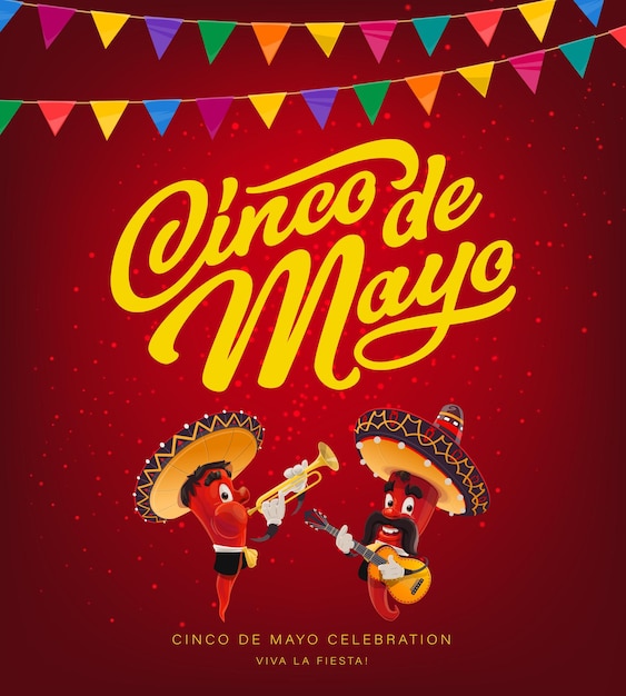 Poivrons Rouges Mexicains Cinco De Mayo Avec Sombreros