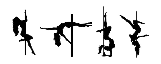 Pole dance ensemble de silhouettes féminines