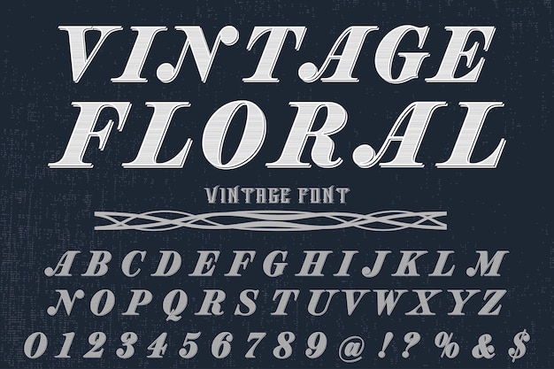 Police alphabet Script Typeface artisanal vintage floral manuscrit