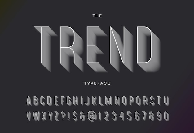 Police de caractères tendance avec ombre blanche Alphabet cool Police typographie moderne sans style serif pour t-shirt promotion fête affiche logo concept vente bannière impression décoration timbre vecteur 10 eps