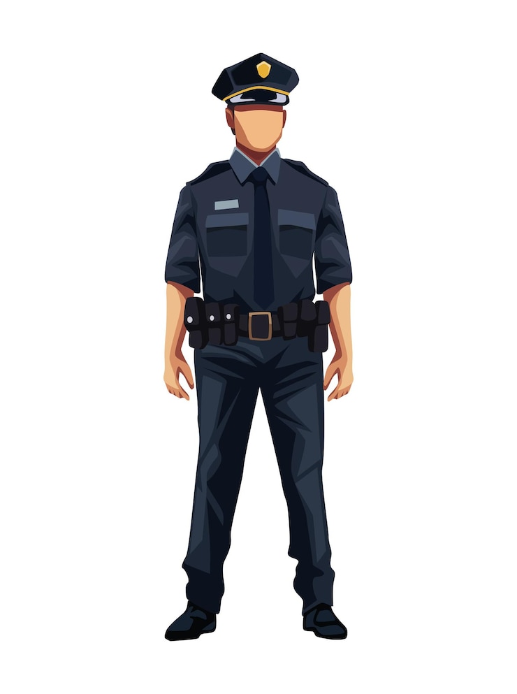 Vecteur police debout vue de face illustration isolée