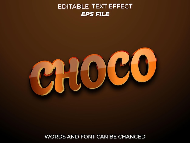 police d'effet de texte choco typographie modifiable modèle vectoriel de texte 3D