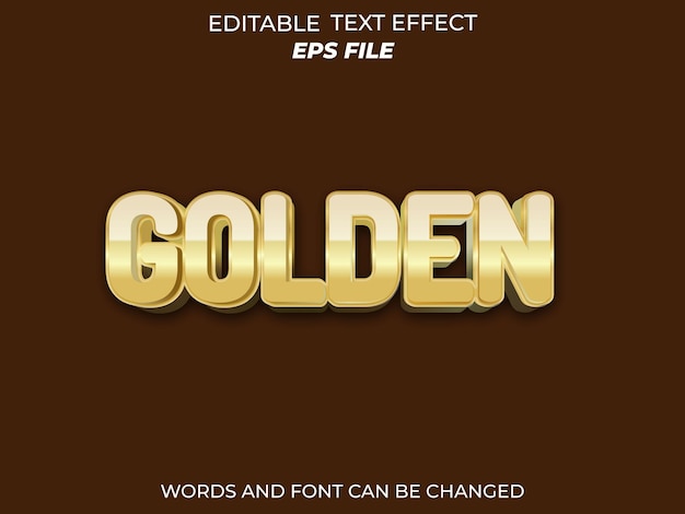 police d'effet de texte doré typographie modifiable modèle de vecteur de texte 3d
