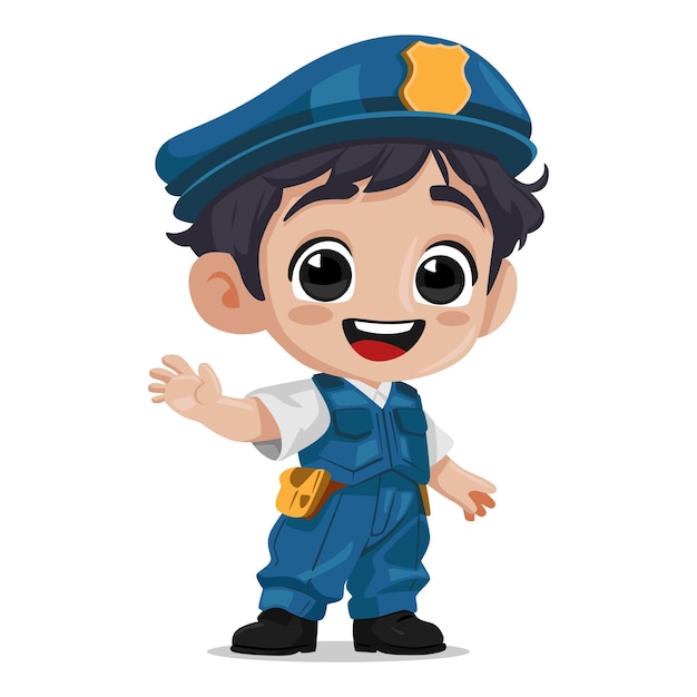 Police enfant illustration police garçon dessin animé vecteur police bébé