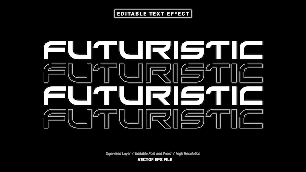Police futuriste modifiable. Style d'effet de texte de modèle de typographie. Illustration vectorielle de lettrage
