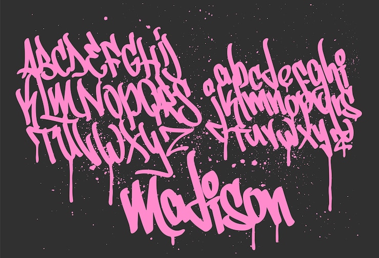 Vecteur police de graffiti de marqueur, illustration de typographie manuscrite