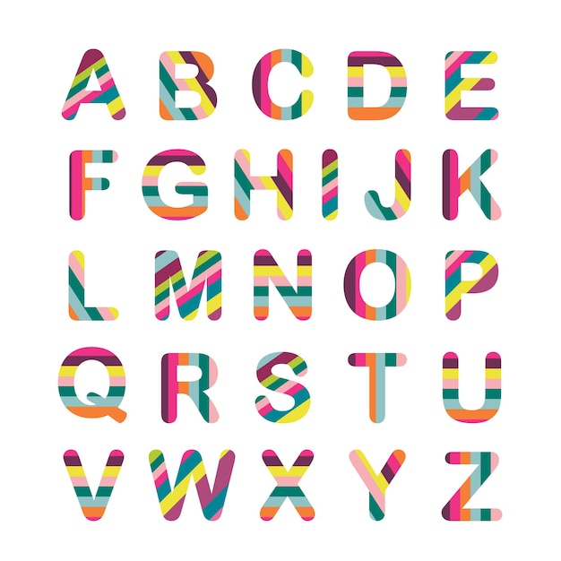 Police Des Lettres De L'alphabet Style Audacieux De Couleur Rayée