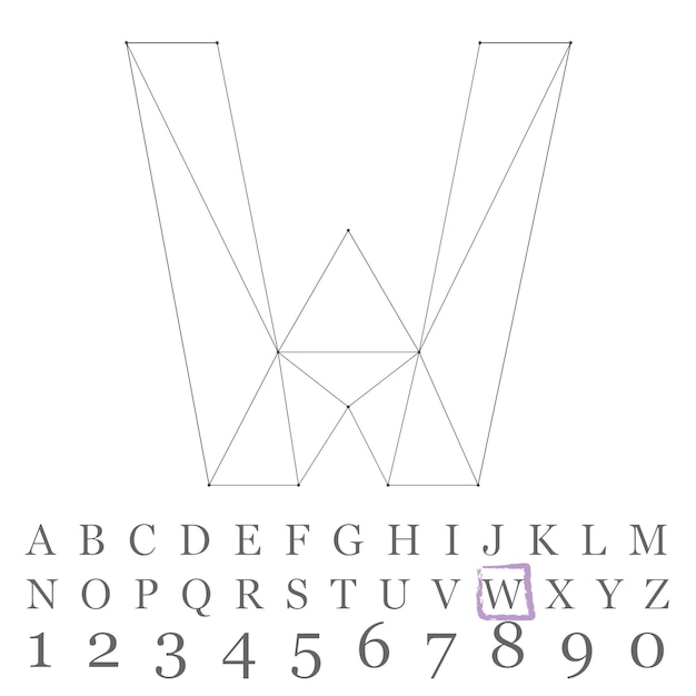 Vecteur police de nombres poly faible de vecteur. alphabet de nombre de polygones. illustration vectorielle.