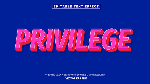 Police de privilège modifiable. Style d'effet de texte de modèle de typographie. Logo d'illustration vectorielle de lettrage