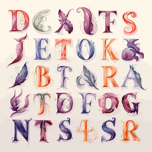 Polices De L'alphabet Anglais Dans Différentes Couleurs Illustration