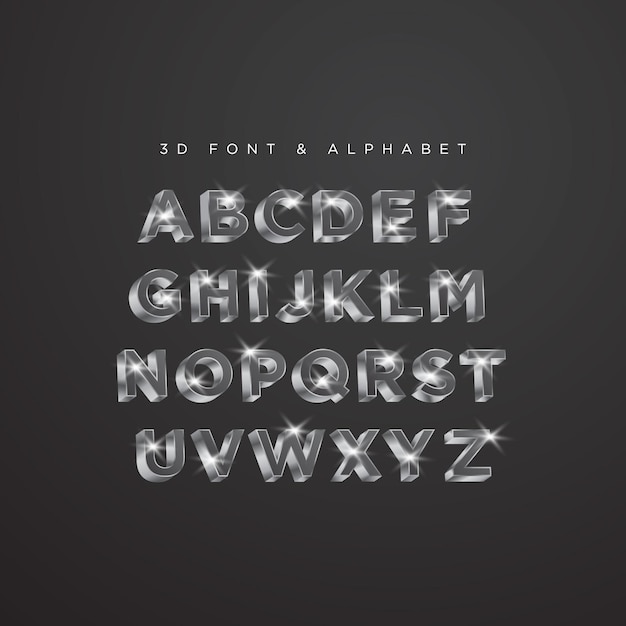 polices et chiffres de l'alphabet clignotant décoratif moderne de style défini