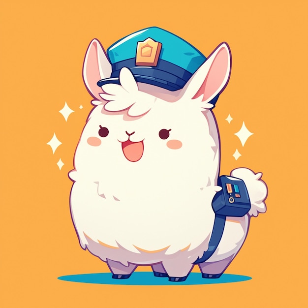 Un Policier Alpaca Dans Le Style Des Dessins Animés