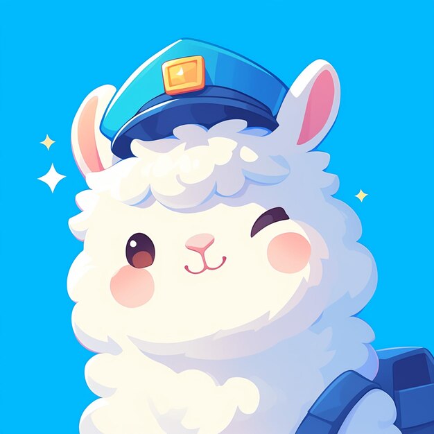 Vecteur un policier alpaca dans le style des dessins animés