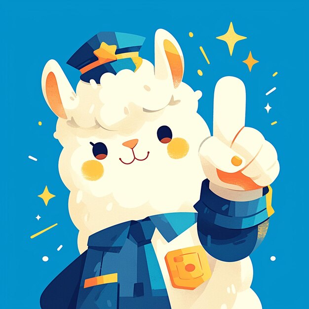 Vecteur un policier alpaca dans le style des dessins animés