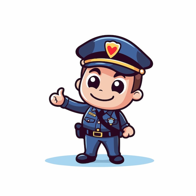 Policier De Dessin Animé Mascotte Personnage Illustration Vectorielle