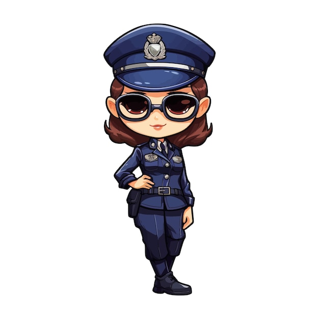 Vecteur une policière de dessin animé illustration vectorielle