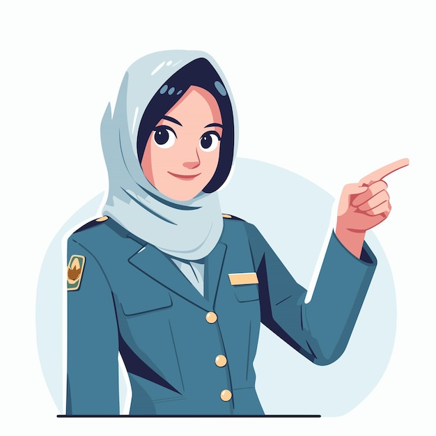Une Policière Musulmane Illustrations Vectorielles Sur Fond Blanc