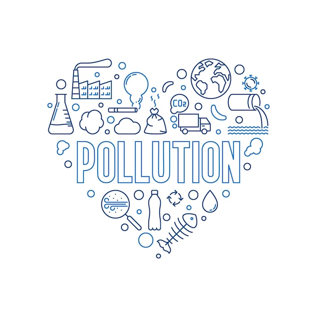 Pollution Coeur Contour Illustration Vector Eco Problème Bannière