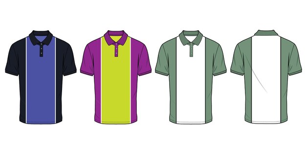 Polo De Contraste Design Plat Dessin Technique Illustration Vectorielle