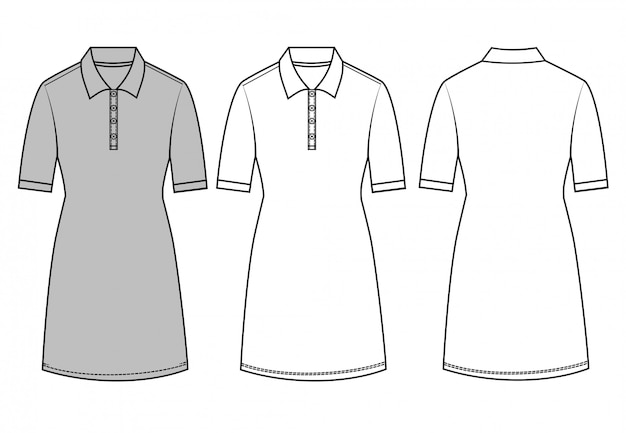 Polo Dress Fashion Flat Templates