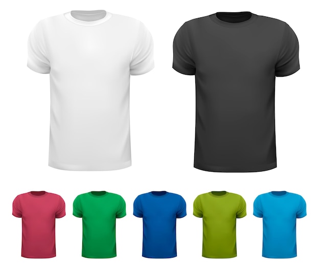 Polos homme noir et blanc et couleur. Modèle de conception.