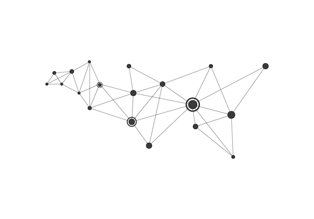 Vecteur polygonale avec points et lignes de connexion