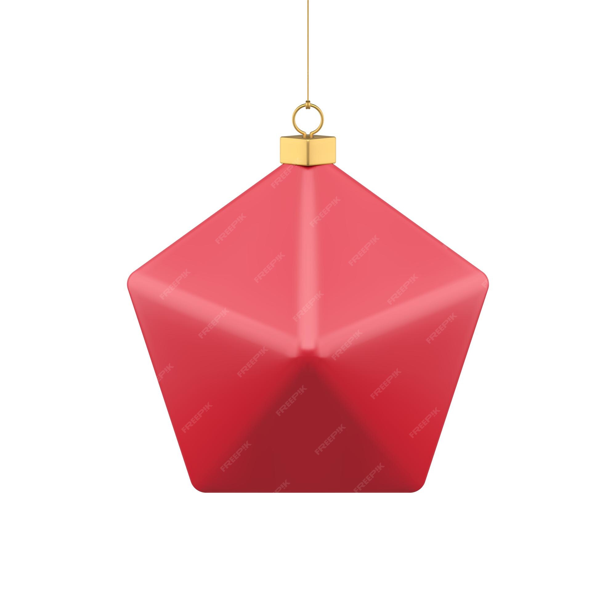 Polygone De Forme D'étoile Rouge Abstrait Réaliste Sapin De Noël Pendu