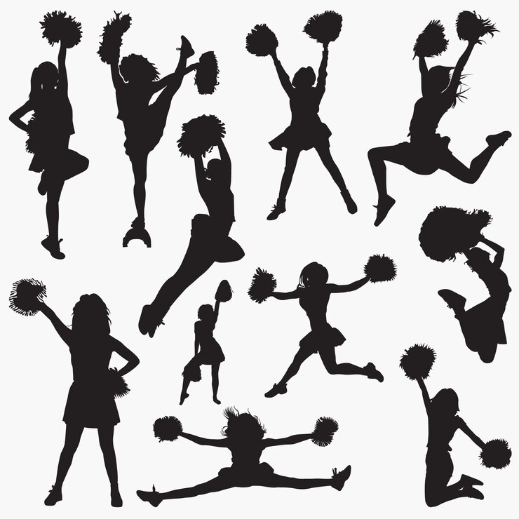 Vecteur pom-pom girl 2, vecteur, silhouettes
