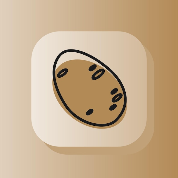 Pomme de terre bouton carré 3d sur l'icône de contour Illustration vectorielle de symbole plat signe isolé sur un fond marron Concept de nutrition saine