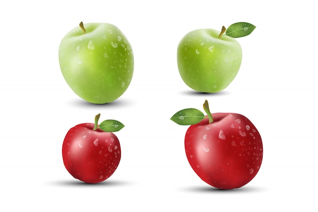 Pommes rouges et vertes réalistes