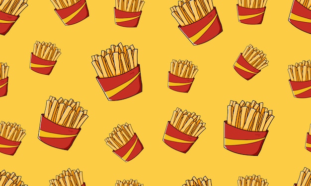 Pommes De Terre Frites Frites Junk Food Crunchy Seamless Pattern